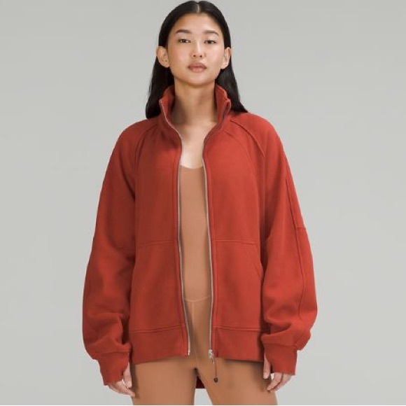 lululemon athletica Sweaters - ✨SOLD✨RARE Lululemon Scuba Oversized Full Zip Funnel Neck Cayenne